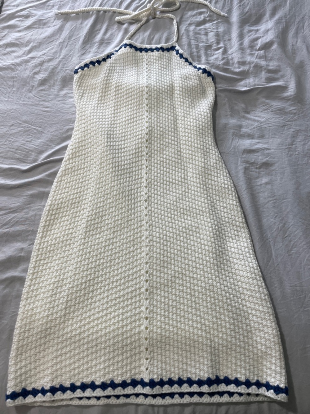 Lulus Sunny Aura Ivory Crochet Halter Bodycon Mini Dress